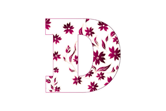 Colorful Floral Alphabet D for Graphics and Illustrations