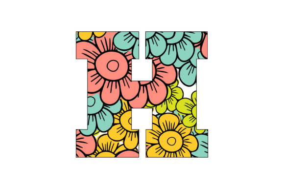 Colorful Floral Alphabet H: A Review for Graphics and Illustrations