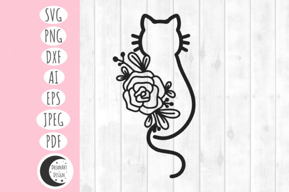 Floral Cat Svg, Cat Outline Svg, Cat Svg: Graphics & Illustrations for Modern Publishing