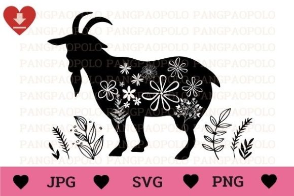 Floral Goat SVG, Goat with Flowers Svg for Graphics