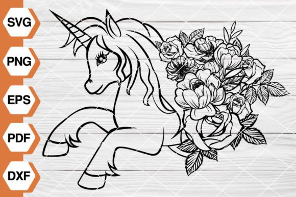 Floral Unicorn SVG Files: Graphics and Illustrations for Editorial Design