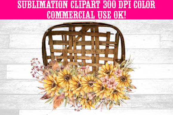 Floral Watercolor Tobacco Basket: Graphics & Illustrations for Modern Publishing
