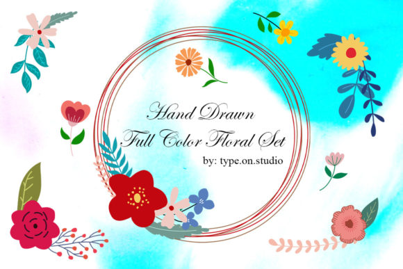 Hand Drawn Full Color Floral Set: Premium Graphics for Editorial Design