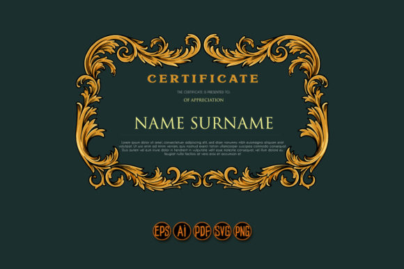 Luxury Vintage Certificate Frame Floral Graphics & Illustrations Review