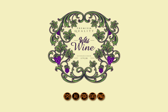 Luxury Vintage Wine Floral Label Graphics & Illustrations