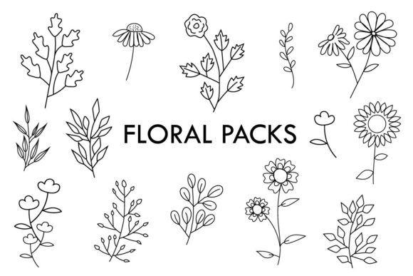 Outlined Floral Graphics for Modern Illustrations