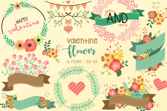Valentine Floral Typography Clipart Review