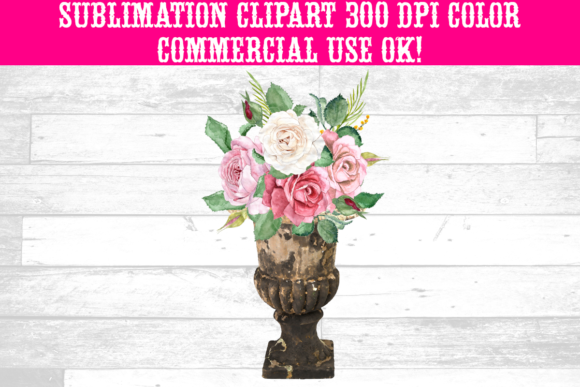 Watercolor Floral Bouquet Vase Flowers Graphics & Illustrations